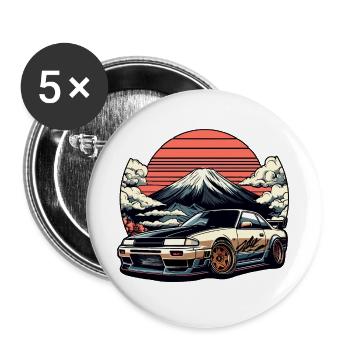 JDM car Japanese Retro Car Racing Drifting Legend - Buttons large 2.2''/56 mm (5-pack) - white - Front