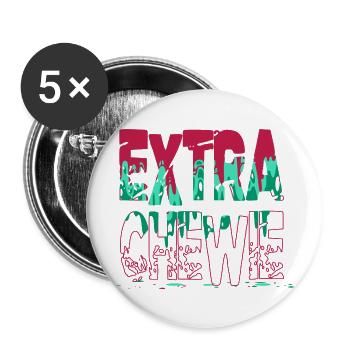 drôle dino dino vélo lune couples plage dictons - Lot de 5 grands badges (56 mm) - blanc - Devant