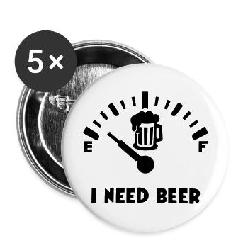i need beer - Buttons large 2.2''/56 mm (5-pack) - white - Front