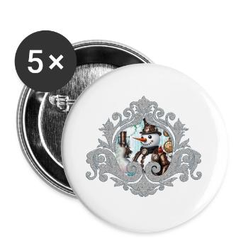 Schneemann in der Zeit! - Buttons groß 56 mm (5er Pack) - Weiß - Vorne
