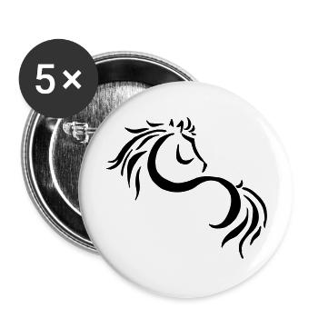 Lustig Pferd Prinzessin Mähne Geschenkidee Tribal - Buttons groß 56 mm (5er Pack) - Weiß - Vorne