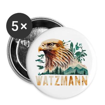 Watzmann Steinadler Bartgeier Souvenirs - Buttons groß 56 mm (5er Pack) - Weiß - Vorne