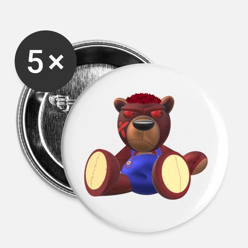 Creepy Teddy Natural - Buttons large 2.2''/56 mm (5-pack) - white