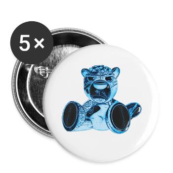 Creepy Teddy Blue - Buttons groß 56 mm (5er Pack) - Weiß - Vorne