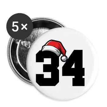 34 Number Christmas - Buttons large 2.2''/56 mm (5-pack) - white - Front