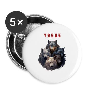 Meute de loups loyaux - Lot de 5 grands badges (56 mm) - blanc - Devant