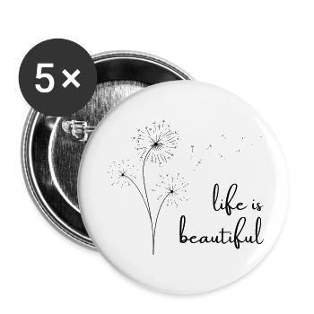 life is beautiful - Buttons groß 56 mm (5er Pack) - Weiß - Vorne
