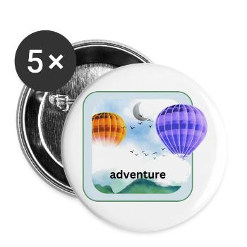Heißluftballon mit Wolken Abenteuer Urlaubsmotiv - Buttons groß 56 mm (5er Pack) - Weiß - Vorne