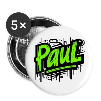 Paul Surname First Name Graffiti - Buttons large 2.2''/56 mm (5-pack) - white - Front