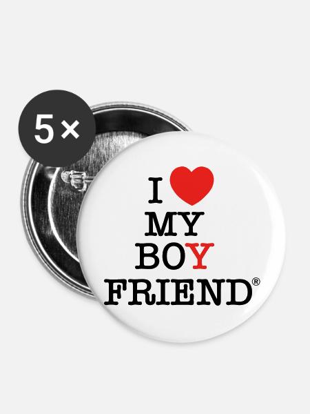 Ich liebe meinen Freund - Buttons groß 56 mm (5er Pack) - Weiß