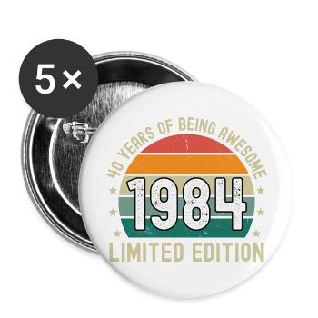 40 Years Of Being Awesome - 40 Jähriger Geburtstag - Buttons groß 56 mm (5er Pack) - Weiß - Vorne