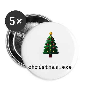 Pixel Noël - Lot de 5 grands badges (56 mm) - blanc - Devant