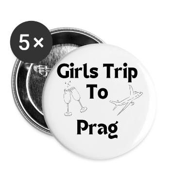 Girls Trip T-Shirt to Prague - Buttons large 2.2''/56 mm (5-pack) - white - Front
