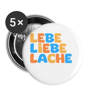 Lebe Liebe Lache 2024 Edition - Buttons groß 56 mm (5er Pack) - Weiß - Vorne