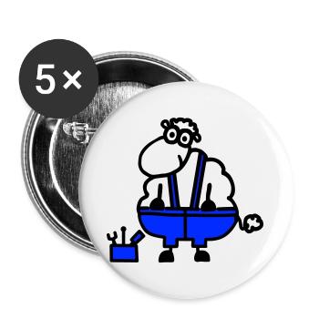 Craftsman's sheep, hero of labor - Buttons large 2.2''/56 mm (5-pack) - white - Front