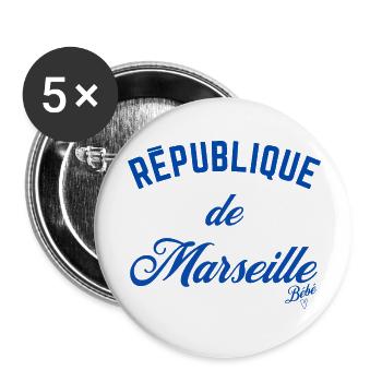 Tee-shirt Sweat Marseille République - Lot de 5 grands badges (56 mm) - blanc - Devant