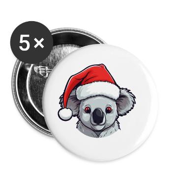 Koala Kopf Weihnachten Porträt - Buttons groß 56 mm (5er Pack) - Weiß - Vorne