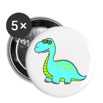 dino cool - Buttons groß 56 mm (5er Pack) - Weiß - Vorne