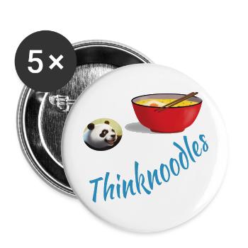 Denken Sie an Nudeln, lustiges Design - Buttons groß 56 mm (5er Pack) - Weiß - Vorne