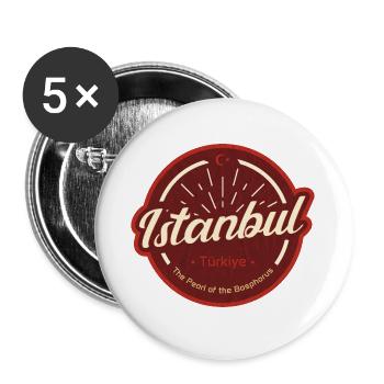 Istanbul – Pearl of the Bosphorus - Buttons large 2.2''/56 mm (5-pack) - white - Front