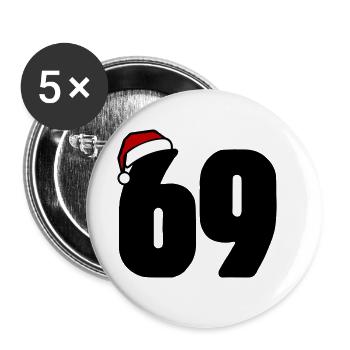 69 Zahl Weihnachten - Buttons groß 56 mm (5er Pack) - Weiß - Vorne