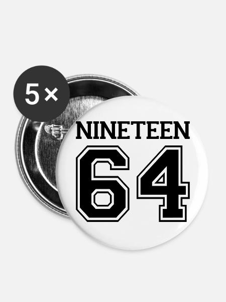 1964 - Buttons groß 56 mm (5er Pack) - Weiß