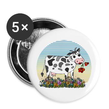 Kuh - Buttons groß 56 mm (5er Pack) - Weiß - Vorne