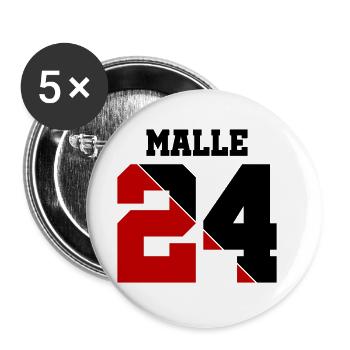 Malle 24 - Buttons groß 56 mm (5er Pack) - Weiß - Vorne