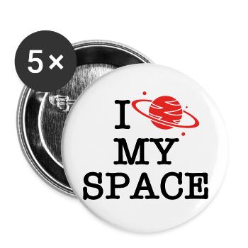 I love my space - Buttons large 2.2''/56 mm (5-pack) - white - Front