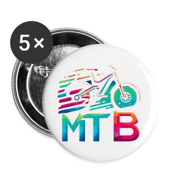 Lebendiges MTB-Fahrrad-Splash - Buttons groß 56 mm (5er Pack) - Weiß - Vorne