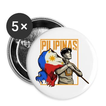 Philippines drapeau philippin fierté je cadeau - Lot de 5 grands badges (56 mm) - blanc - Devant