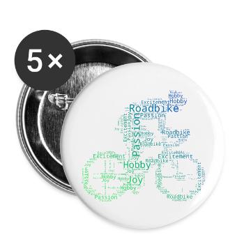 Roadbike Road Bike Rennradfahren Rennradfahrer - Buttons groß 56 mm (5er Pack) - Weiß - Vorne