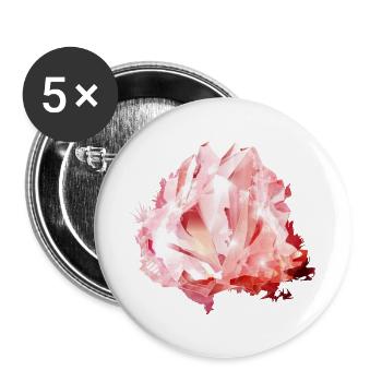 leuchtendes rosafarbenes Rosenquarz Kristall Motiv - Buttons groß 56 mm (5er Pack) - Weiß - Vorne