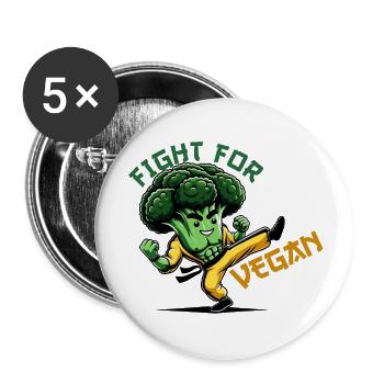 Fight for Vegans | FIGHT FOR VEGAN - Buttons large 2.2''/56 mm (5-pack) - white - Front