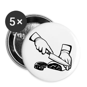 Découpe de la viande - Lot de 5 grands badges (56 mm) - blanc - Devant