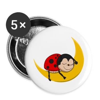 Marienkäfer - Gute Nacht - Buttons groß 56 mm (5er Pack) - Weiß - Vorne