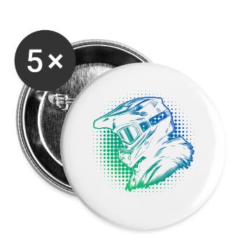 Mountainbike Damen Mountainbiker Radfahrer - Buttons groß 56 mm (5er Pack) - Weiß - Vorne
