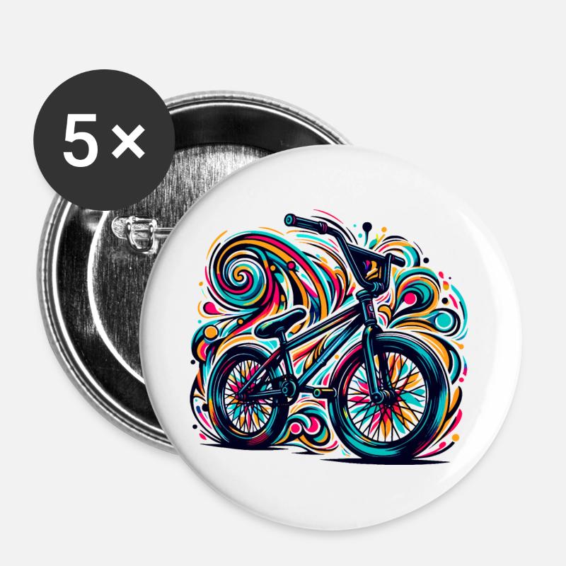 Bmx Bicycle Retro - BMX Vintage Design - Buttons large 2.2''/56 mm (5-pack) - white