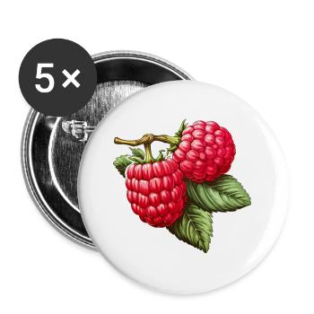 Framboise Double Fruit - Lot de 5 grands badges (56 mm) - blanc - Devant