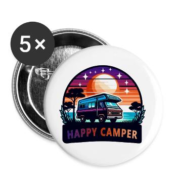 Sunset  Happy Camper Van - Buttons large 2.2''/56 mm (5-pack) - white - Front