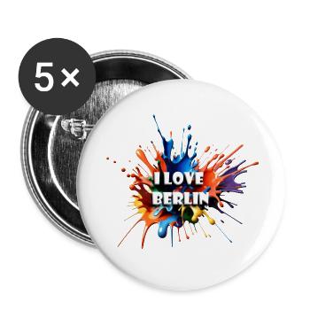 I LOVE BERLIN - Buttons large 2.2''/56 mm (5-pack) - white - Front