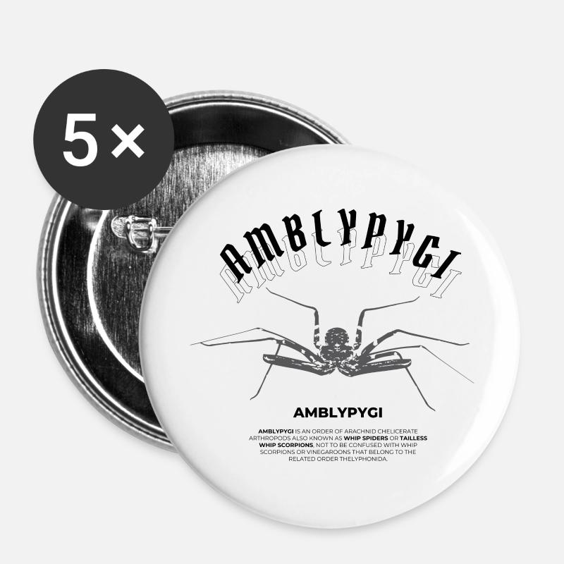 Flagellum Spider - Amblypygi - Buttons large 2.2''/56 mm (5-pack) - white