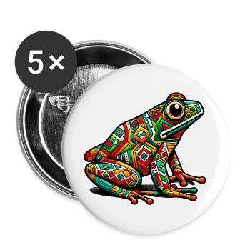 Grenouille - Lot de 5 grands badges (56 mm) - blanc - Devant