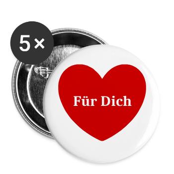 Valentinstag Geschenke Geschenk Valentinstag - Buttons groß 56 mm (5er Pack) - Weiß - Vorne