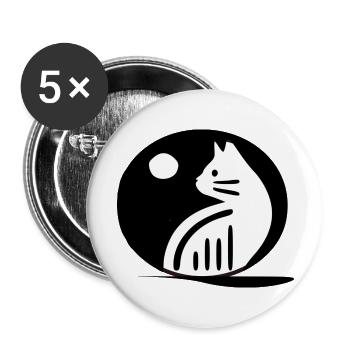 Katze - Buttons groß 56 mm (5er Pack) - Weiß - Vorne