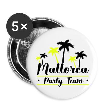 mallorca party team - Buttons groß 56 mm (5er Pack) - Weiß - Vorne