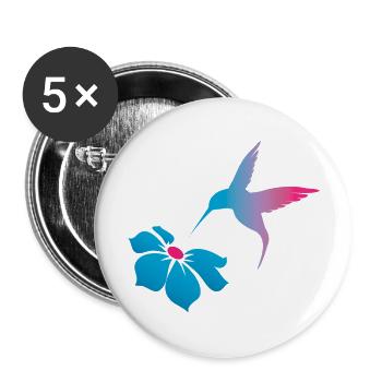 Colibri et fleur - Connexion et légèreté - Lot de 5 grands badges (56 mm) - blanc - Devant