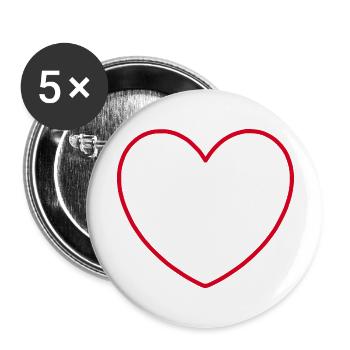 rotes Herz rot Herzen rot Herz Geschenk Muttertag - Buttons groß 56 mm (5er Pack) - Weiß - Vorne