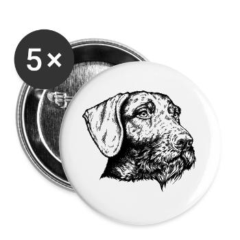 Deutsch Drahthaar Portrait - Buttons groß 56 mm (5er Pack) - Weiß - Vorne