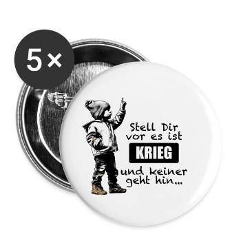 Anti Krieg - Junges Kind mit erhobenem Zeigefinger - Buttons groß 56 mm (5er Pack) - Weiß - Vorne